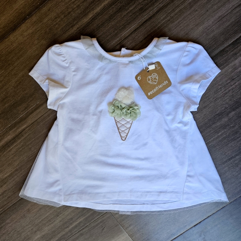 NWT / MAYORAL Mayoral White Ice Cream Knit Shirt / 18 Months